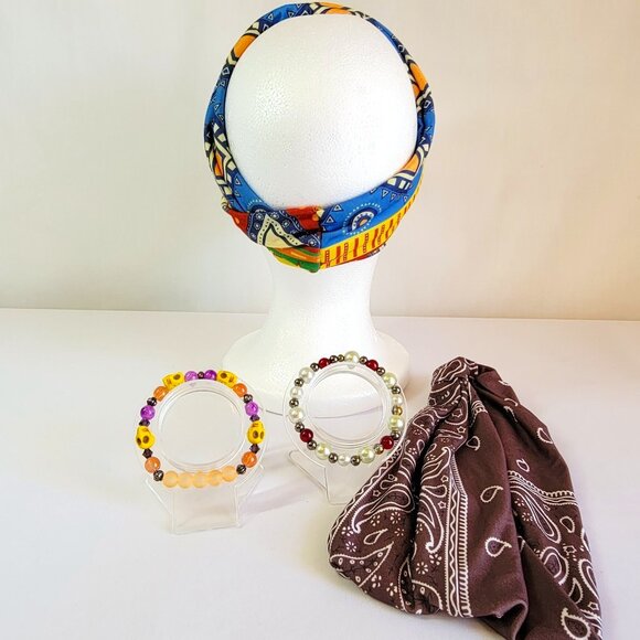 Multicolor And Brown Bandana Boho Headbands With Matching Bracelet Sets, Womens main image 13